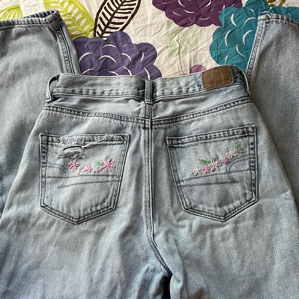 American Eagle Embroidered Mom Jeans